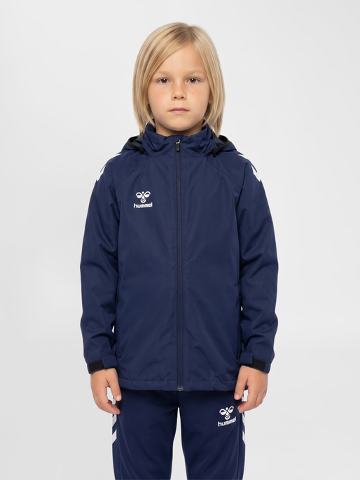 hmlLEAD 2.0 ALL-WEATHER JACKET KIDS, MARINE, model