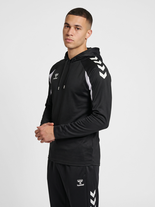 hmlCORE 2.0 HOODIE, BLACK/WHITE, model