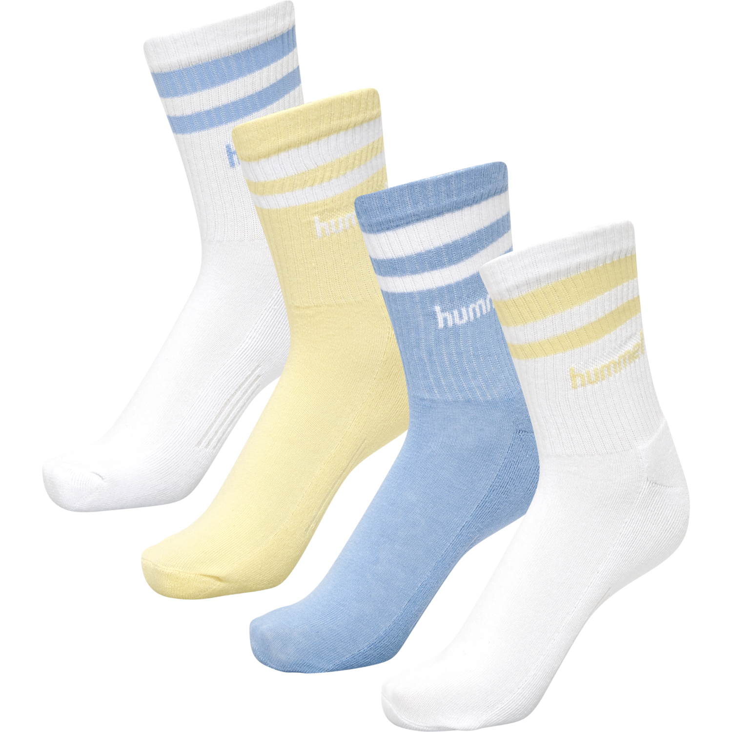 hmlRETRO 4-PACK SOCKS MIX, WHITE/GOLDEN HAZE/PLACID BLUE, packshot