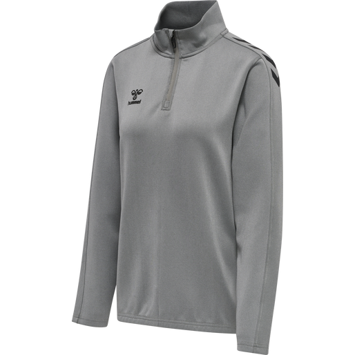 hmlCORE XK HALF ZIP SWEAT WOMAN, GREY MELANGE, packshot