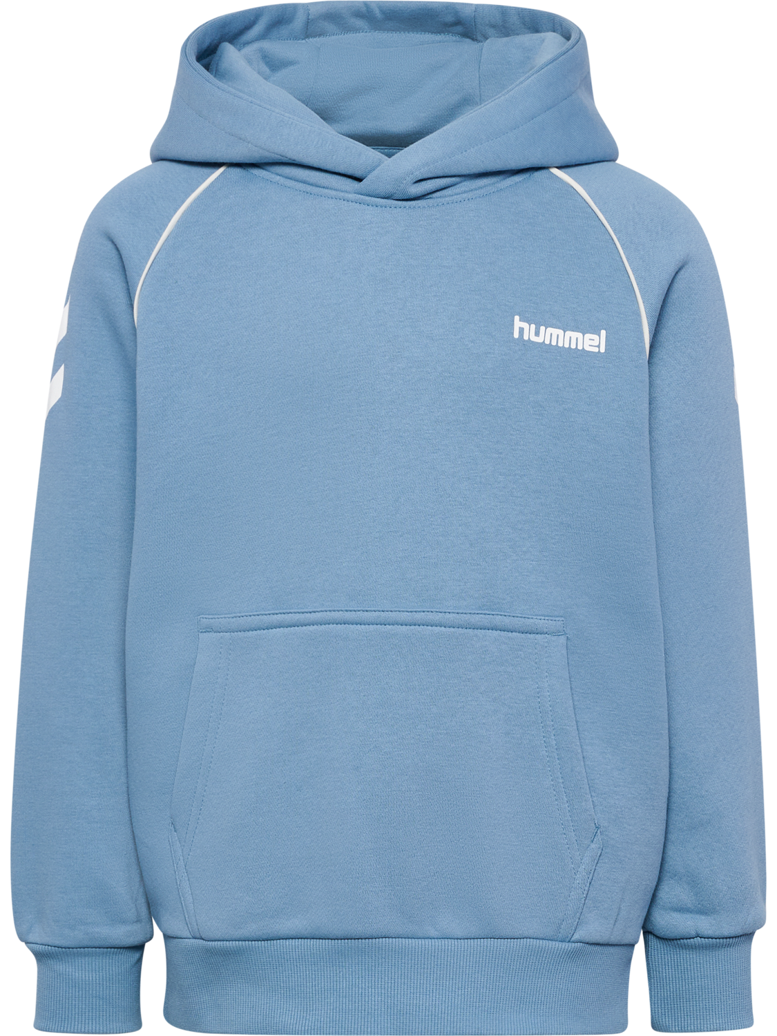 hmlJR LOOSE CHEVRON HOODIE, FADED DENIM, packshot
