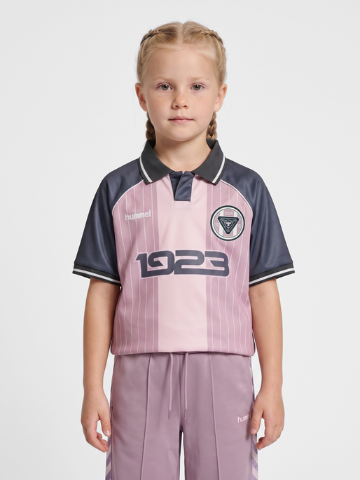 hmlJR LOOSE SOCCER JERSEY S/S, SEA FOG, model