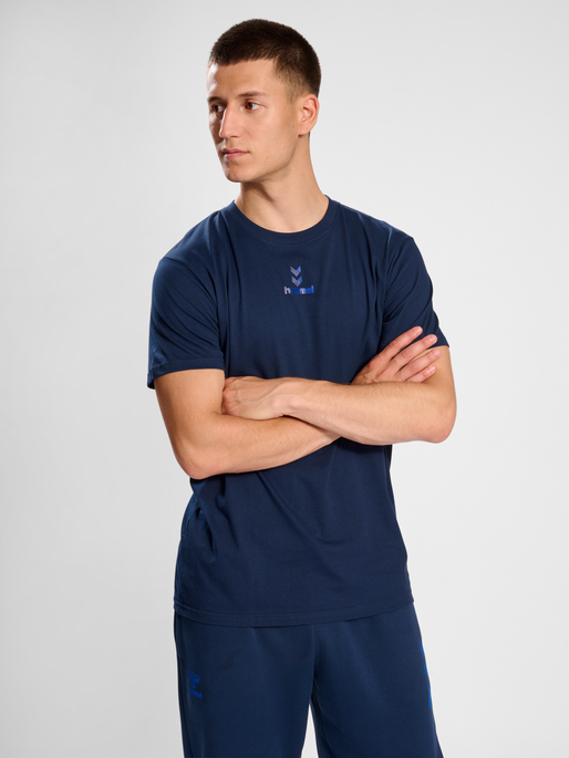 hmlACTIVE CHEVRONS CO TEE S/S, DRESS BLUES, model