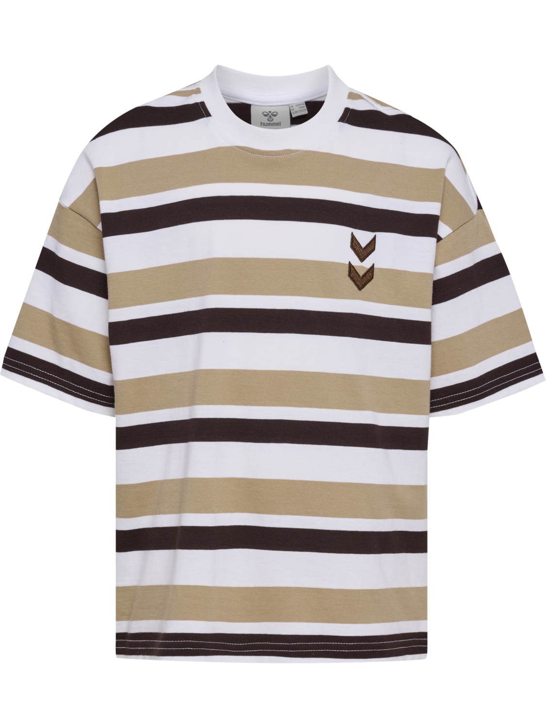 hmlJR SILLY S/S BOXY T-SHIRT STRIPE, SILVER MINK, packshot