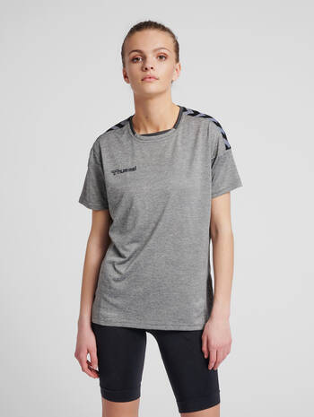 hmlAUTHENTIC POLY JERSEY WOMAN S/S, GREY MELANGE, model