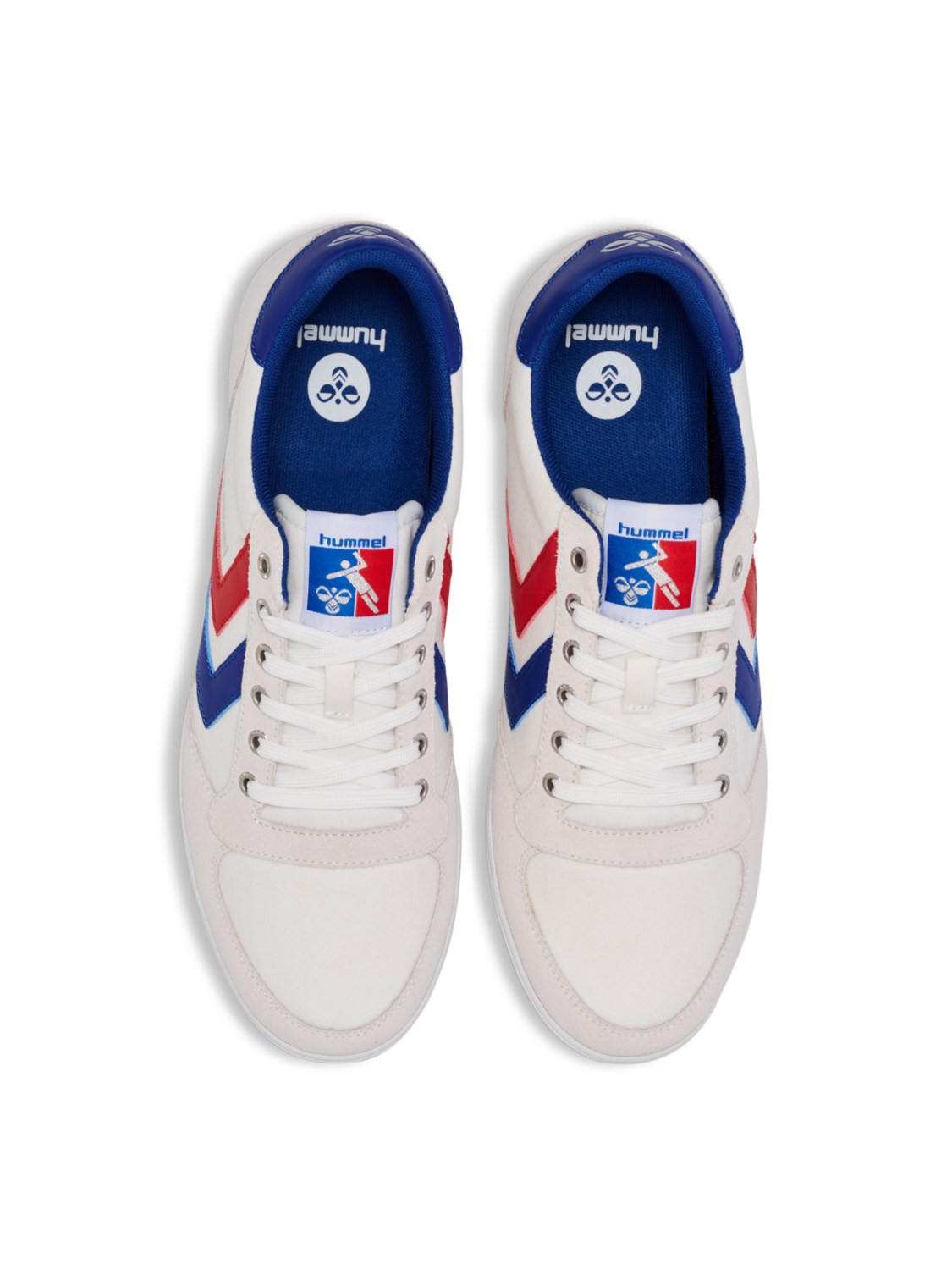 HUMMEL SLIMMER STADIL LOW, WHITE/BLUE/RED/GUM, packshot