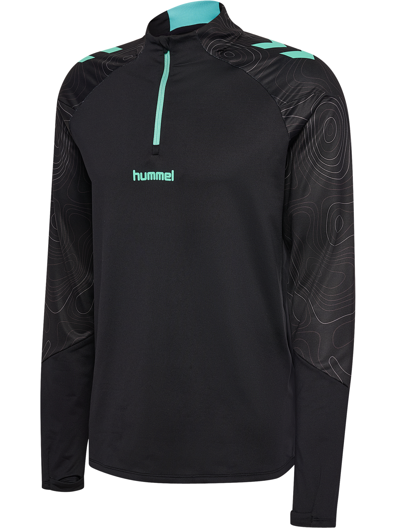 hmlBLAZE 2.0 TRAINING HALF ZIP, BLACK/POOL BLUE, packshot