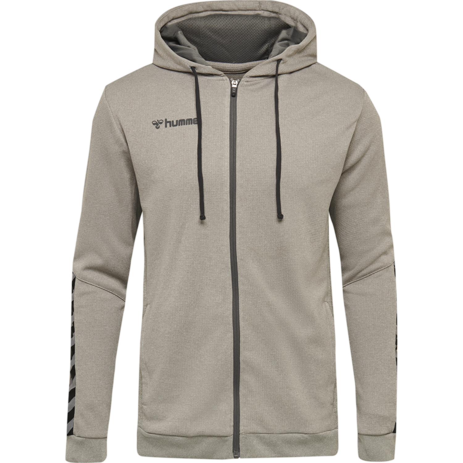 hmlAUTHENTIC POLY ZIP HOODIE, GREY MELANGE, packshot