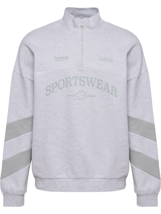 hmlOVERSIZED HALFZIP SW, LIGHT GREY MELANGE, packshot