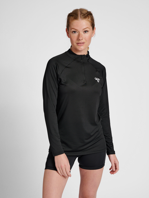 hmlGG12 TRAINING 1/2 ZIP SWEAT WOMAN, BLACK, model