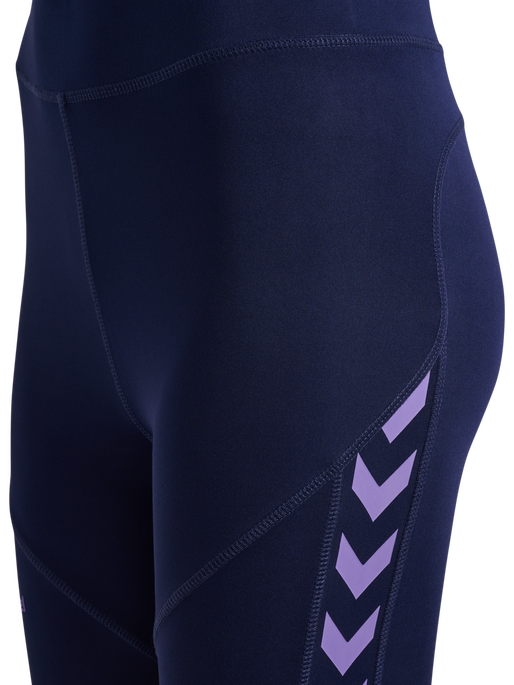 hmlSTALTIC HW POLY TIGHTS WOMAN, MARINE/PAISLEY PURPLE, packshot