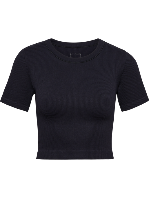 hmlPULSE SEAMLESS RIB W T-SHIRT S/S, BLACK, packshot