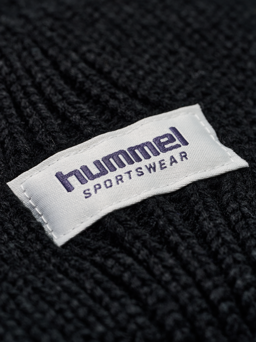 hmlJR HEAVY RIB KNIT BEANIE, BLACK, packshot