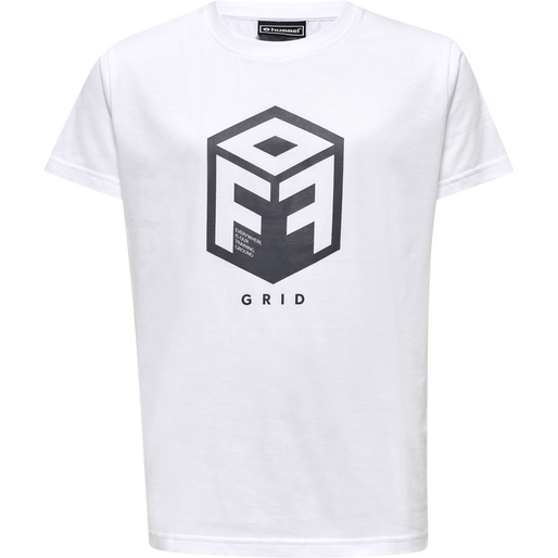 hmlOFFGRID COTTON JERSEY S/S KIDS, WHITE/FORGED IRON, packshot