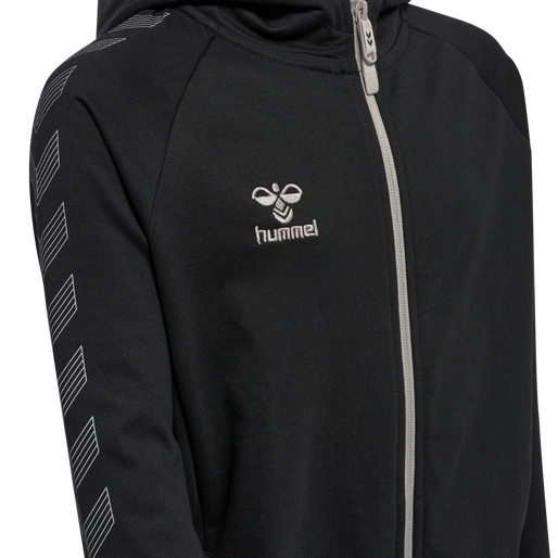 hmlMOVE GRID COTTON ZIP HOODIE KIDS, BLACK hmlMOVE GRID COTTON ZIP HOODIE KIDS, BLACK, packshot