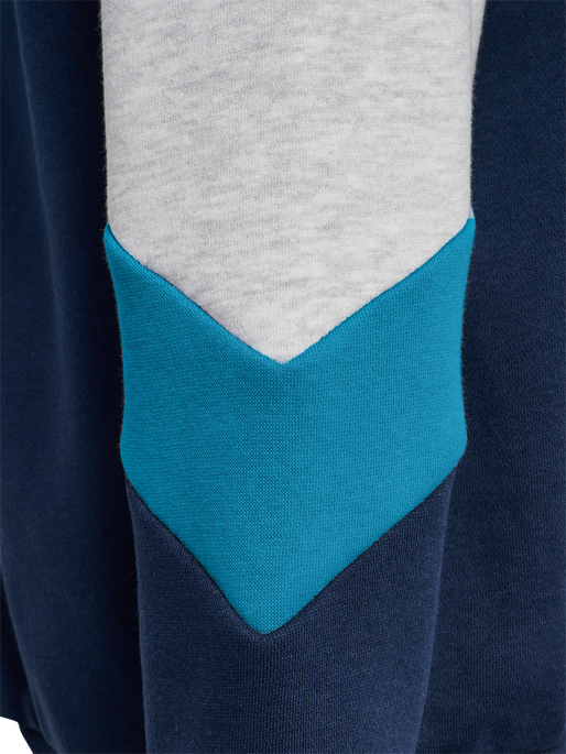 hmlJR LOOSE BLOCKED ZIP HOODIE, DRESS BLUES, packshot