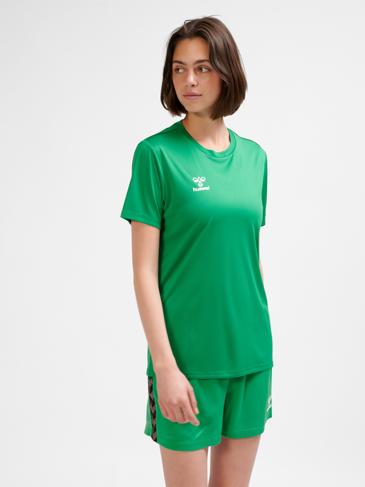 hmlESSENTIAL JERSEY S/S WOMAN, JELLY BEAN, model