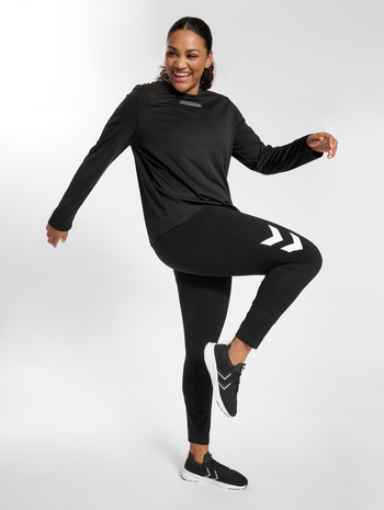 hmlLEGACY WOMAN HW TIGHTS PLUS, BLACK, model