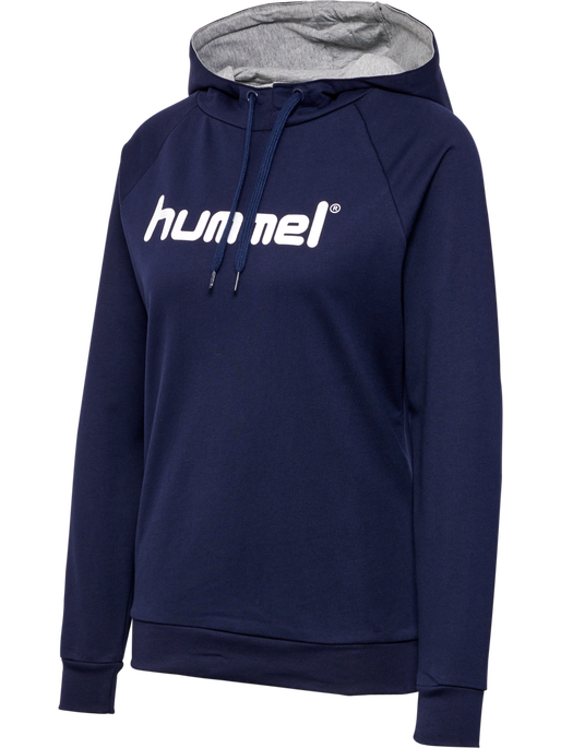 HMLGO COTTON LOGO HOODIE WOMAN, MARINE HMLGO COTTON LOGO HOODIE WOMAN, MARINE, packshot