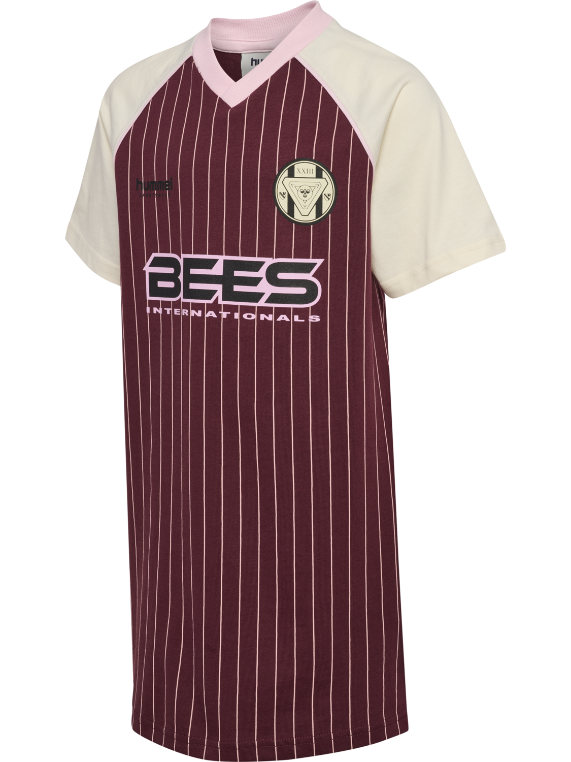 hmlJR LOOSE V-NECK BEES DRESS S/S, VINEYARD WINE, packshot