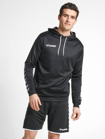 hmlAUTHENTIC POLY HOODIE, BLACK, model