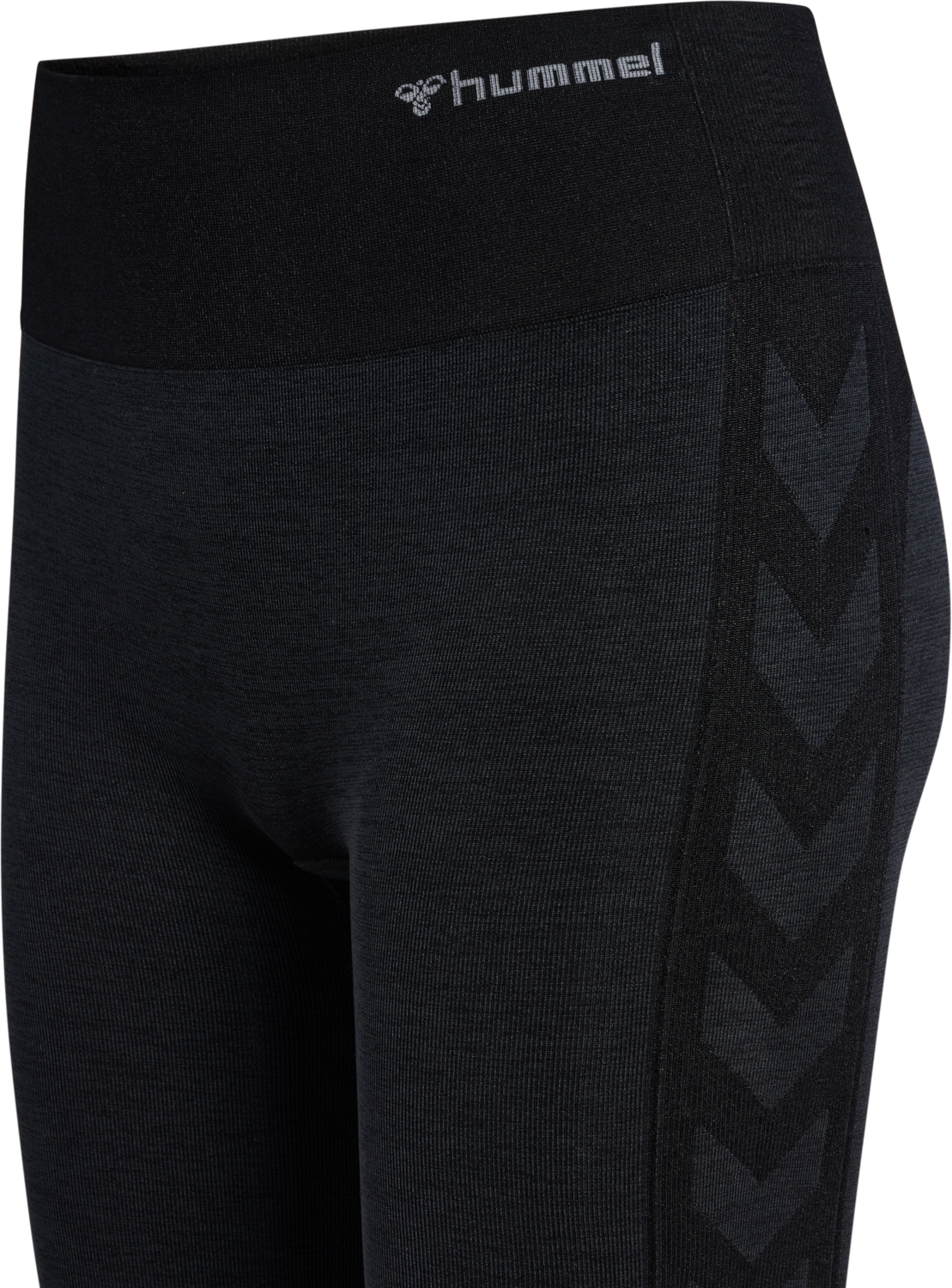 hmlMT SHINE SEAMLESS MW TIGHTS, BLACK MELANGE, packshot