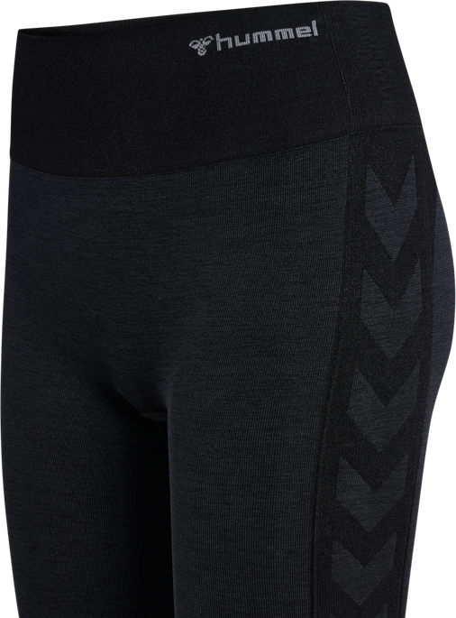 hmlMT SHINE SEAMLESS MW TIGHTS, BLACK MELANGE, packshot