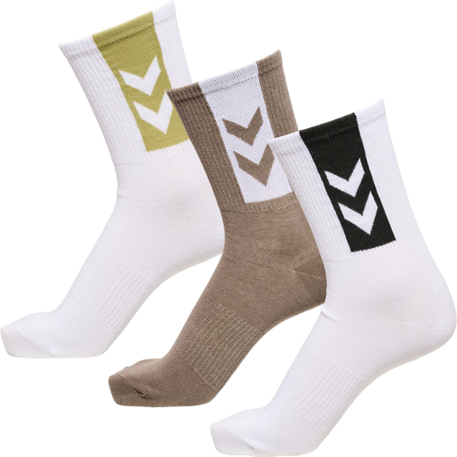 hmlLEGACY CHEVRON 3-PACK SOCKS, WHITE/MOON ROCK/WHITE, packshot