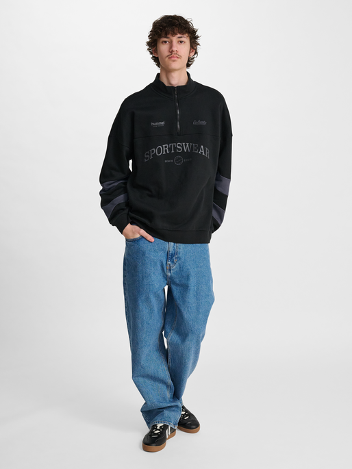 hmlOVERSIZED HALFZIP SW, BLACK/EBONY, model
