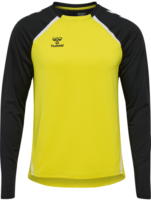 hmlLEAD 2.0 CREW SWEAT, BLAZING YELLOW/BLACK, packshot