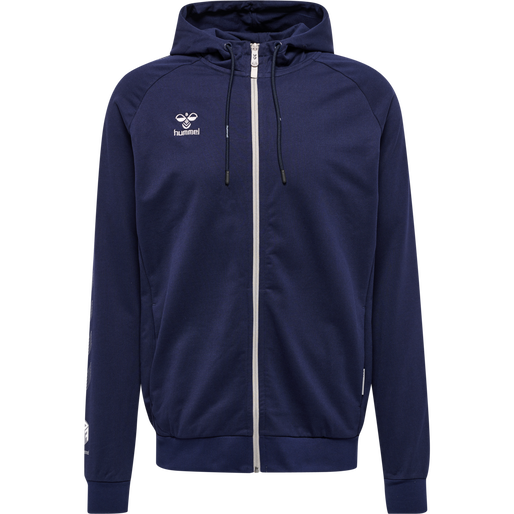 hmlMOVE GRID COTTON ZIP HOODIE, MARINE, packshot