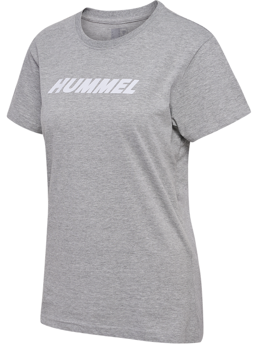 hmlELEMENTAL LOGO COTTON TEE WOMAN, GREY MELANGE, packshot