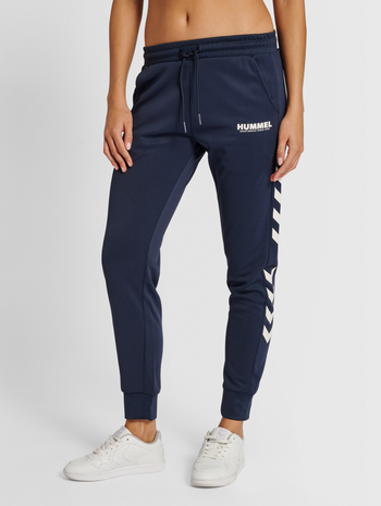 hmlLEGACY POLY WOMAN REGULAR PANTS, BLUE NIGHTS, model