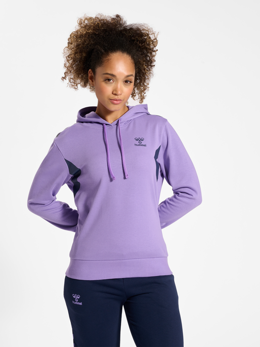hmlSTALTIC COTTON HOODIE WOMAN, PAISLEY PURPLE, model