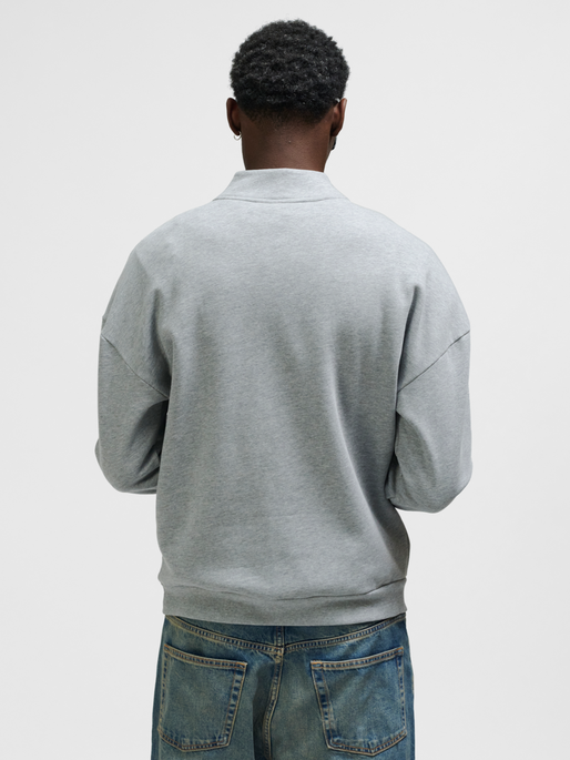 hmlLOOSE HALF ZIP  BEE, GREY MELANGE, model