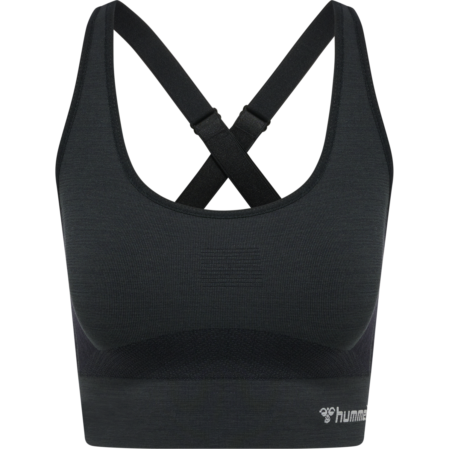 hmlCLEA SEAMLESS  SPORTS TOP, BLACK MELANGE, packshot