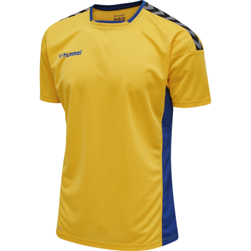 hmlAUTHENTIC POLY JERSEY S/S, SPORTS YELLOW/TRUE BLUE, packshot