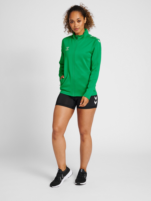 hmlCORE XK POLY ZIP SWEAT WOMAN, JELLY BEAN, model