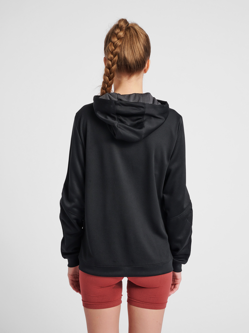 hmlAUTHENTIC POLY ZIP HOODIE WOMAN, BLACK/WHITE, model