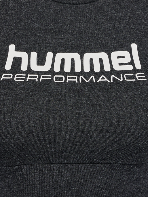 hmlPULSE LOGO LIGHT SUPPORT BRA, BLACK MELANGE, packshot