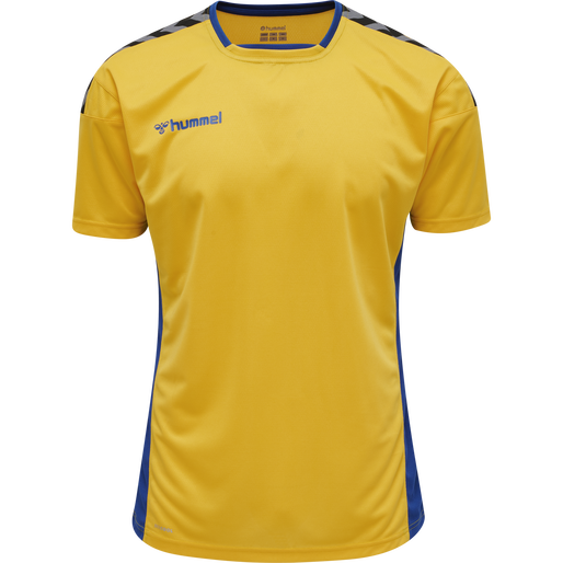 hmlAUTHENTIC POLY JERSEY S/S, SPORTS YELLOW/TRUE BLUE, packshot