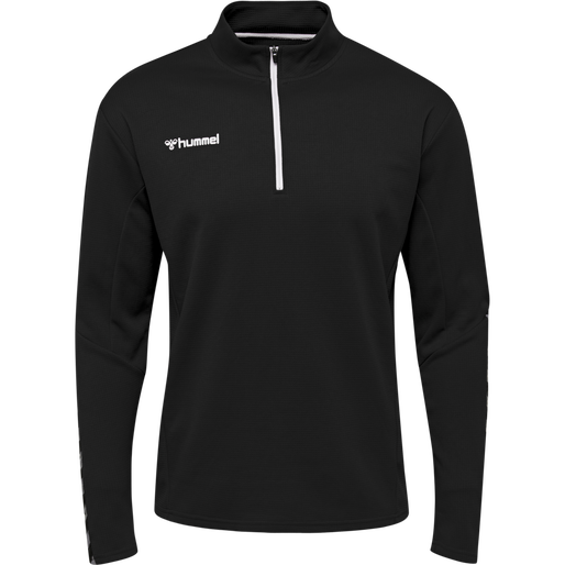 hmlAUTHENTIC HALF ZIP SWEATSHIRT, BLACK/WHITE, packshot