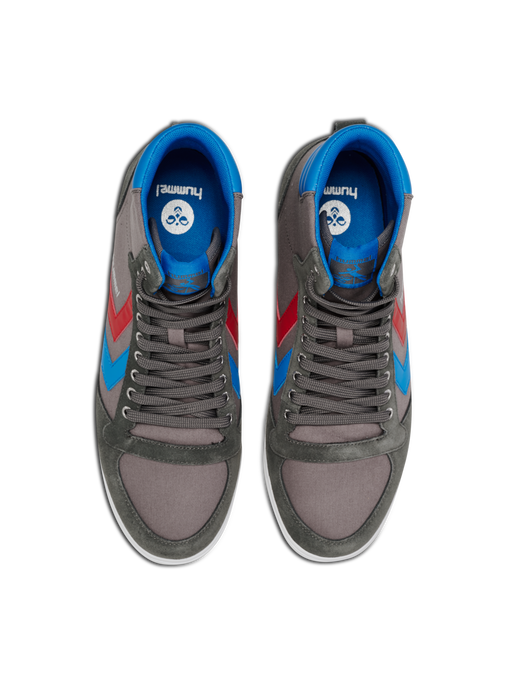 HUMMEL SLIMMER STADIL HIGH, CASTLEROCK/RIBBONRED/BRIL BLUE, packshot