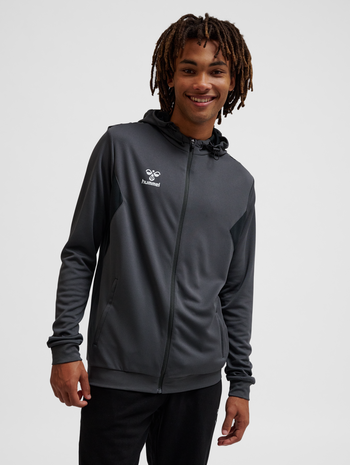 hmlAUTHENTIC PL ZIP HOODIE, ASPHALT, model
