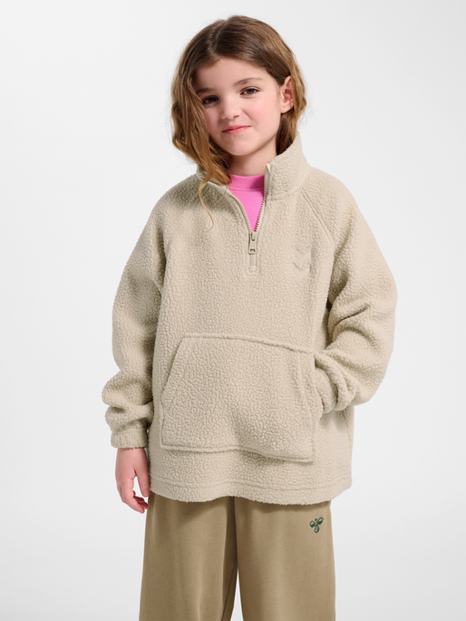 hmlJR MARTINI HALF ZIP JACKET, OATMEAL, model