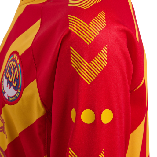 hmlCSC 19/20 KIDS HOME JERSEY LS, TRUE RED/SPORTS YELLOW W/SPONS, packshot