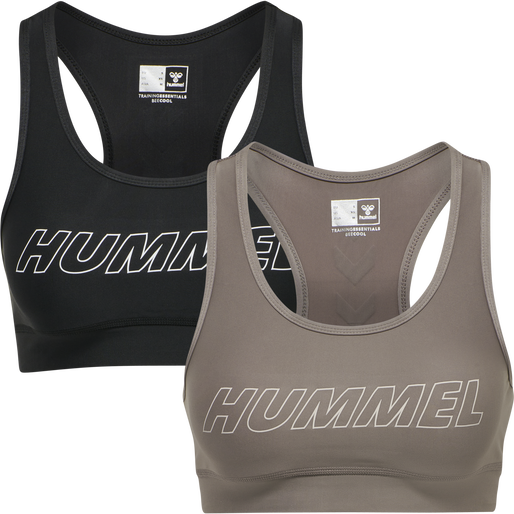 hmlTE TOLA 2-PACK SPORTS BRA, BLACK/DRIFTWOOD, packshot