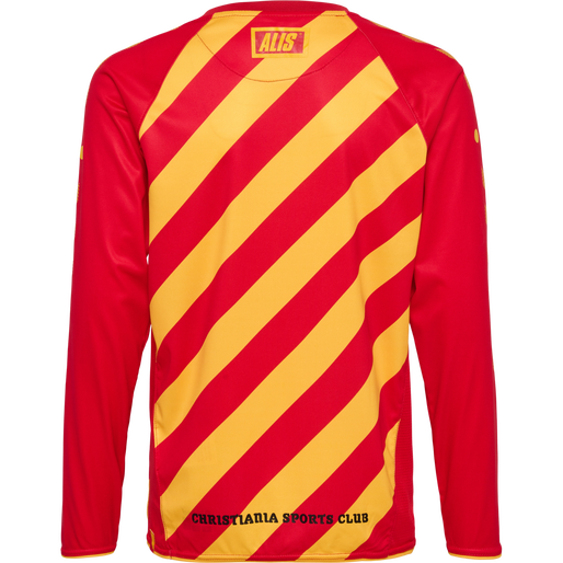 hmlCSC 19/20 KIDS HOME JERSEY LS, TRUE RED/SPORTS YELLOW W/SPONS, packshot