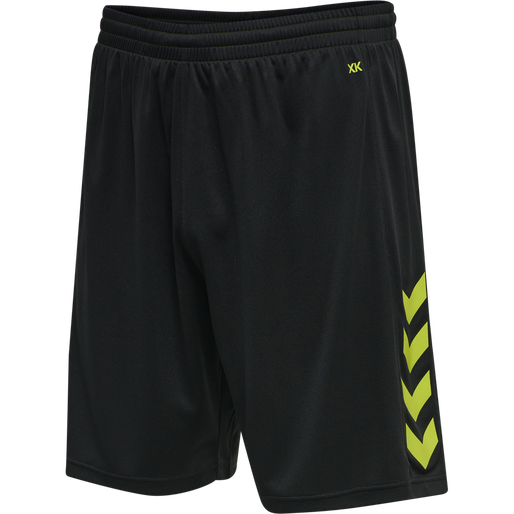 hmlCORE XK POLY SHORTS, BLACK/LIME POPSICLE hmlCORE XK POLY SHORTS, BLACK/LIME POPSICLE, packshot
