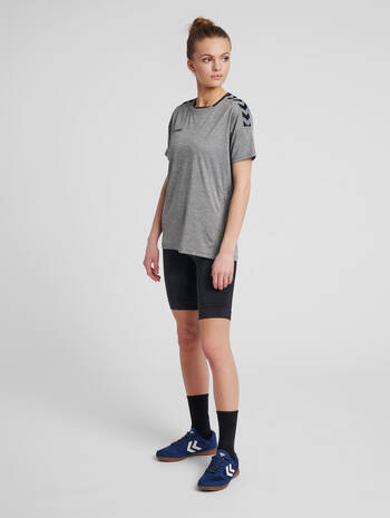 hmlAUTHENTIC POLY JERSEY WOMAN S/S, GREY MELANGE, model
